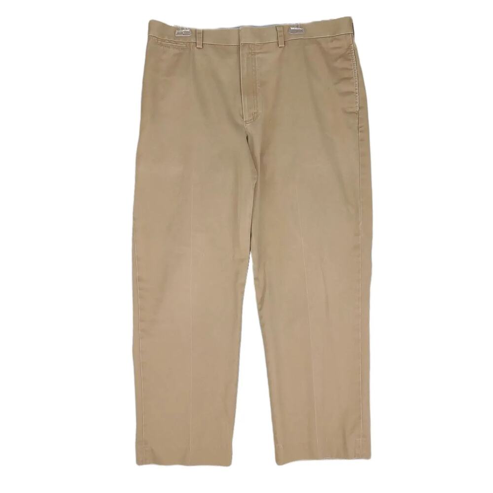 Vtg LL Bean Classic Fit Men's 38x30 Flat Front Chino Tan Pants Khakis Preppy Y2K